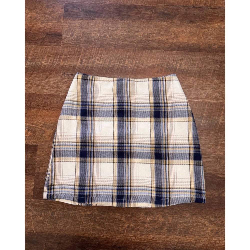 Blue Rain Y2K Plaid Mini Skirt Small Preppy Schoolgirl Pleated Lined